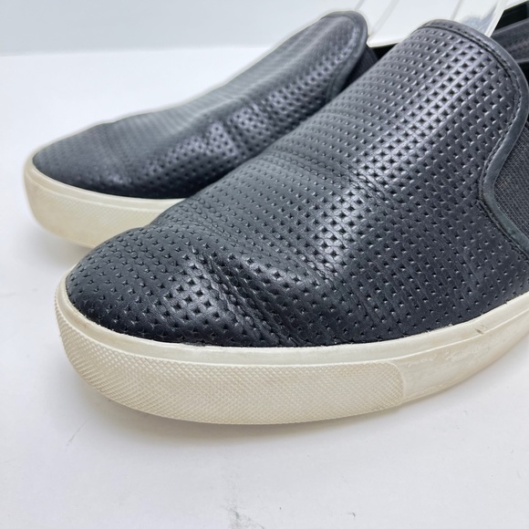 VINCE BLAIR Black Perforated Flats Loafers White Walls Slip On Casual Shoes  9 - Picture 9 of 16